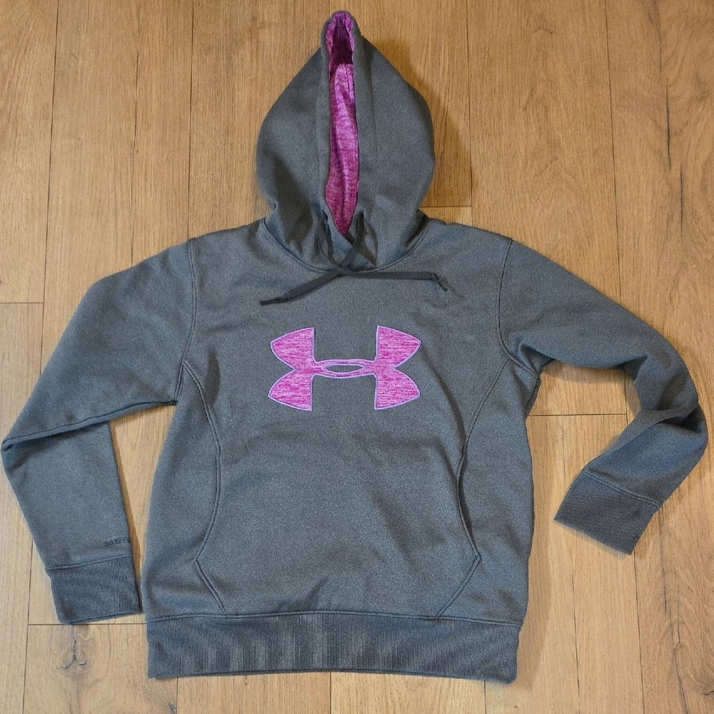 Under Armour Charcoal Hoodie with Magenta Logo